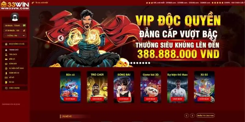 Link truy cập trang chủ nền tảng 33WIN